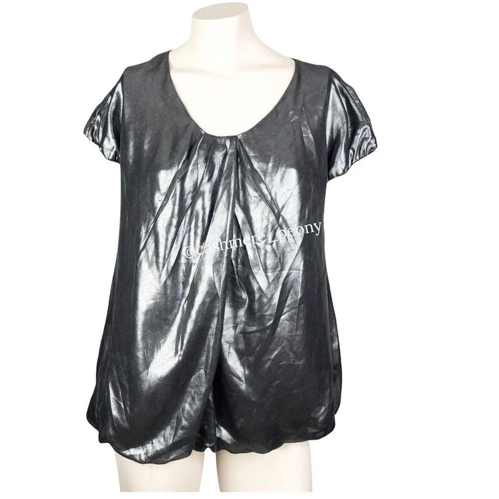 A. Nita Charcoal Metallic Top